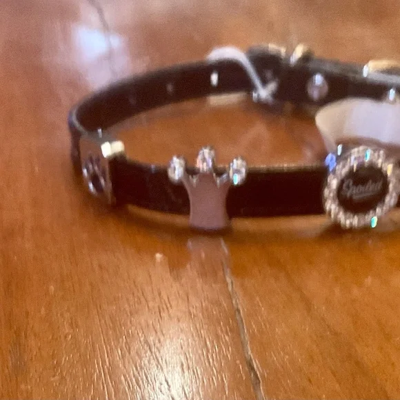 Pet Collar Custom X small Black Patent 12” with sliding adornments - Picture 3 of 7